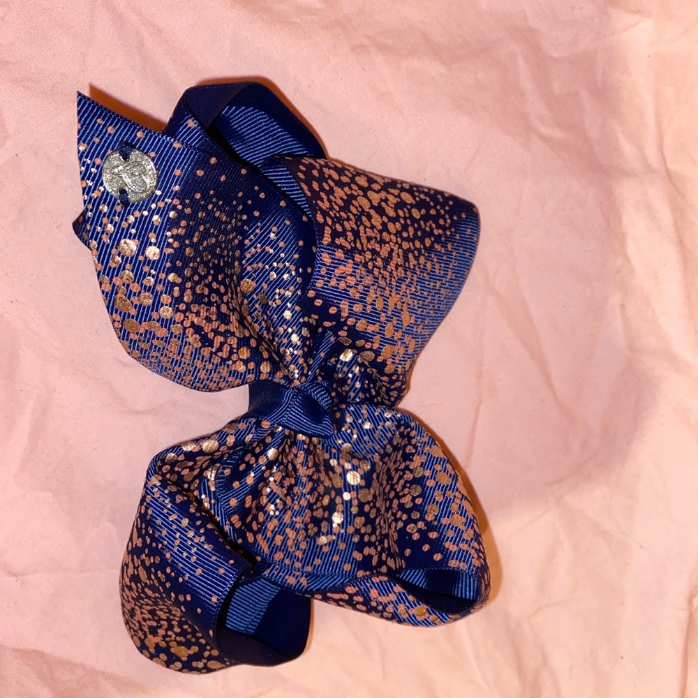 Navy Blue And Gold Dots JoJo Bow
